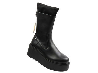 Skórzane botki damskie na platformie czarne Maciejka A7161-01/00-7