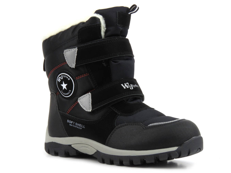 Śniegowce, ciepłe buty zimowe dziecięce - WOJTYŁKO 23039, czarne