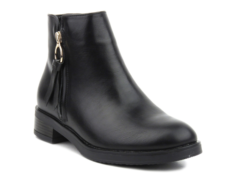 Ocieplane botki damskie na płaskim obcasie - Evento 23BT35-6416, czarne