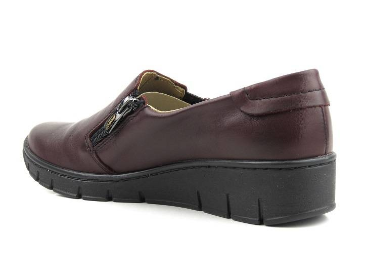 Wygodne półbuty damskie z suwakiem i gumką - HELIOS Komfort 620, c.wiśniowe