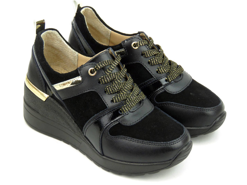 Sneakersy, buty sportowe damskie S. BARSKI AL21405, czarne