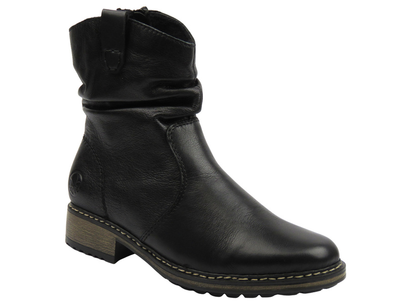 Botki damskie ocieplane - RIEKER Z6883-00, czarne