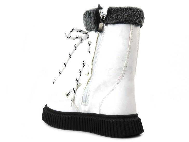 Cieplutkie kozaczki dziecięce na suwak - Navy Dot 22-61069, białe II Gatunek