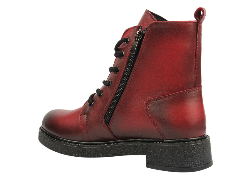 Botki damskie skórzane - VACARRO 1001, czerwone
