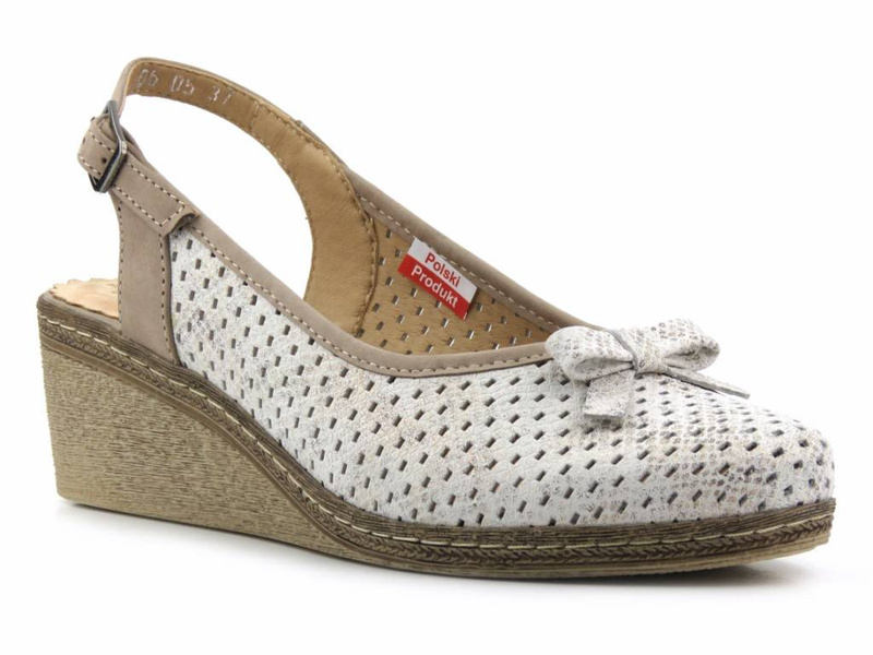 Wygodne sandały damskie na koturnie - Axel 2510, białe