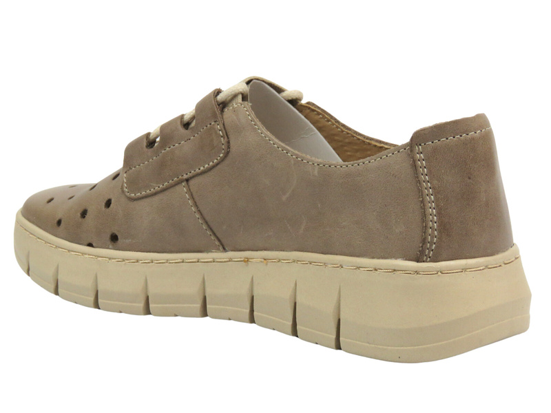 Wygodne półbuty damskie skórzane - HELIOS Komfort 434-2, beżowe