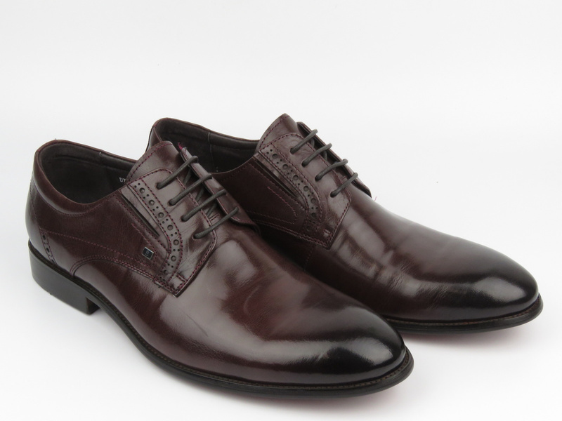 Eleganckie półbuty męskie skórzane - JOHN DOUBARE D788-159-626, brązowe