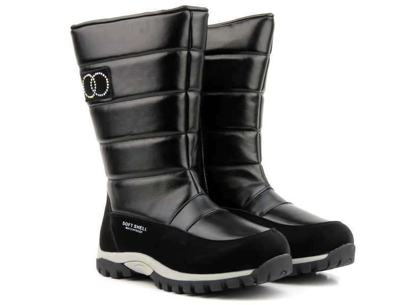 Śniegowce dziecięce z softshell i membraną - WOJTYŁKO 23038, czarne