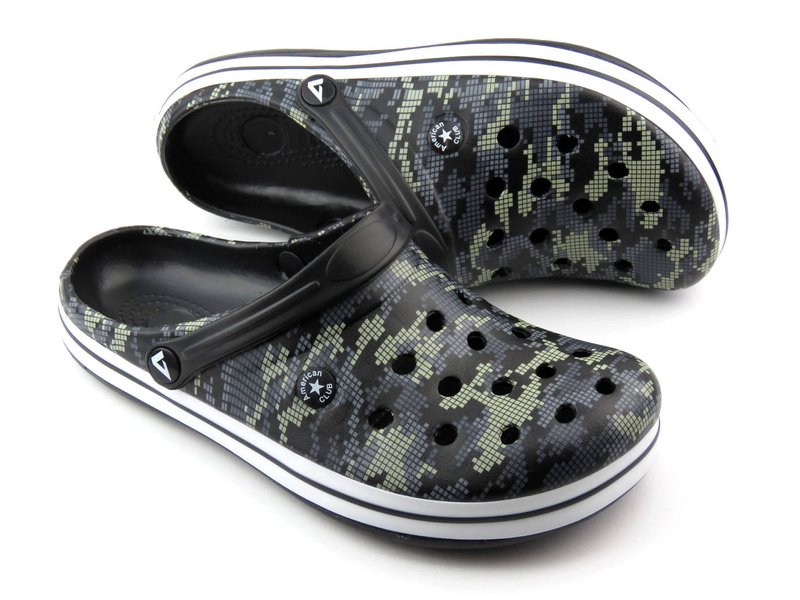 Klapki męskie, clogsy - AMERICAN CLUB CL 01/22, czarne moro