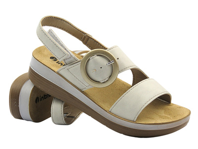 Sandały damskie na koturnie na rzep INBLU FT-21, beżowe