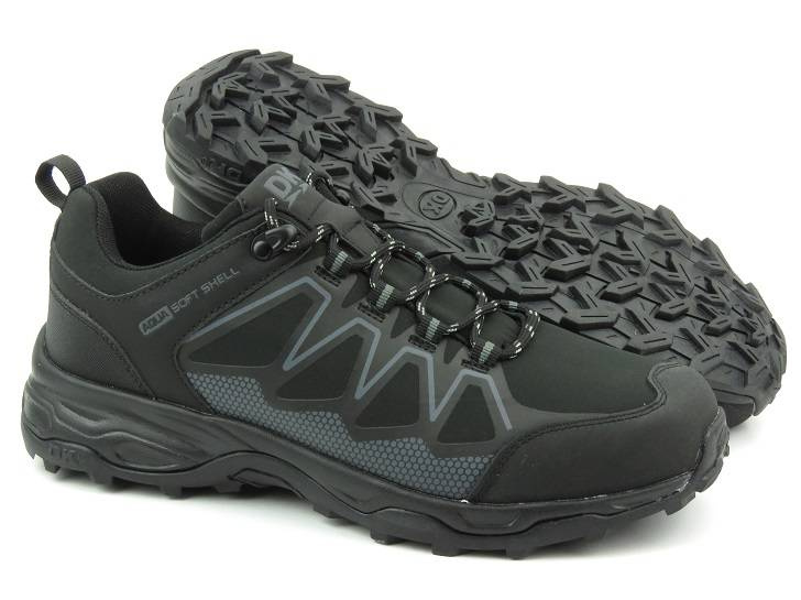 Buty trekkingowe męskie przed kostkę - DK Soft Shell 1068, czarne