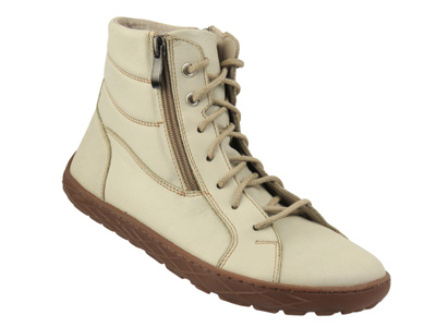 Barefoot skórzane minimalistyczne botki damskie Nika Komfort 1464, beżowe