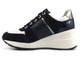 Sneakersy damskie na białym koturnie - Geox Respira D158LA, granatowe