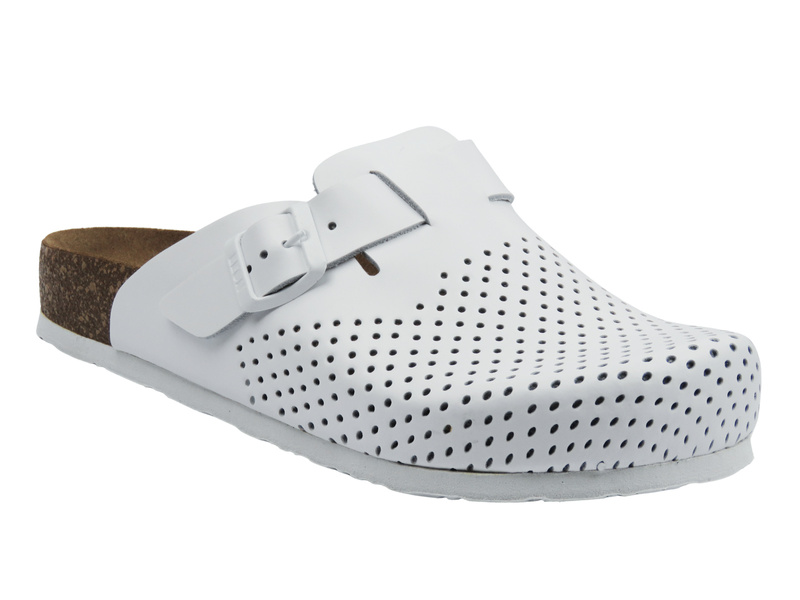 Skórzane klapki męskie białe Leon 4700M
