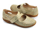 Wygodne półbuty damskie z ażurową cholewką - AXEL Active 1910, beżowo-złote