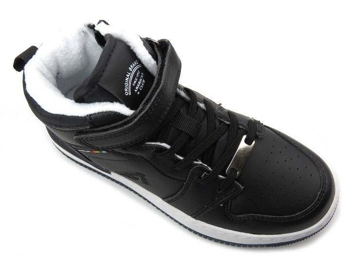 Buty zimowe dziecięce z grubym polarem - AMERICAN CLUB ES104/22, czarne