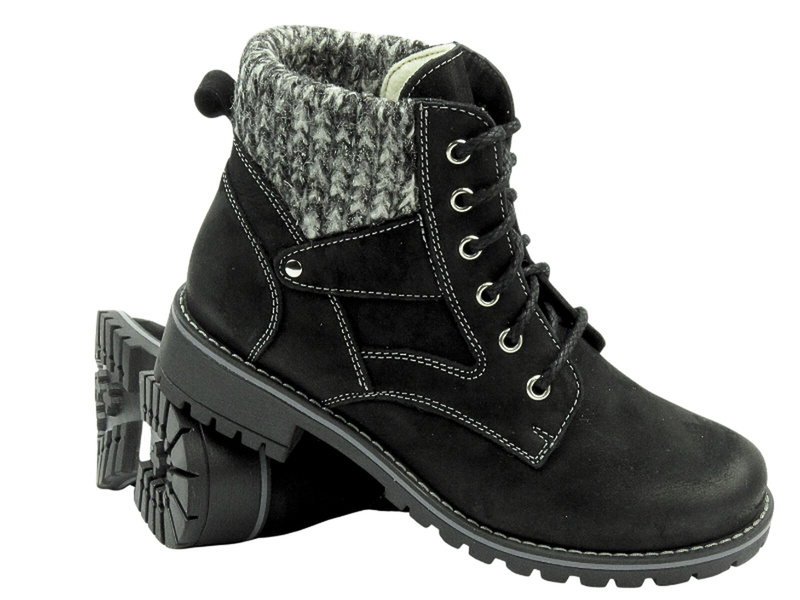 Wygodne trapery damskie z miękkiej skóry Nika Komfort 1178, czarne