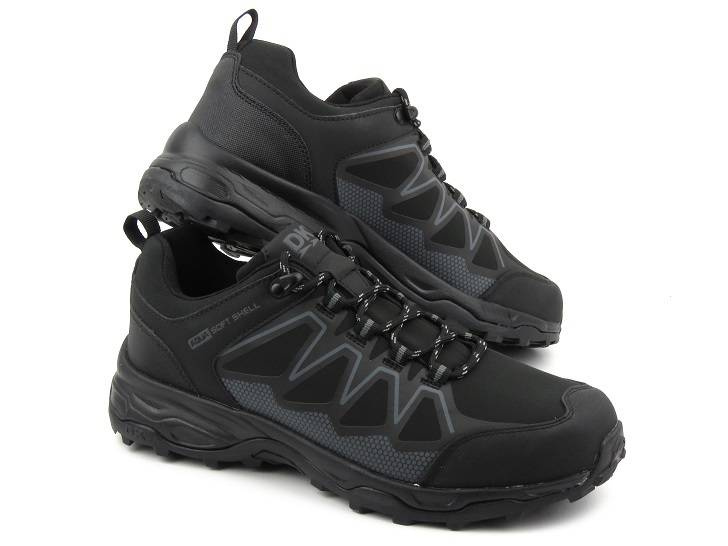 Buty trekkingowe męskie przed kostkę - DK Soft Shell 1068, czarne