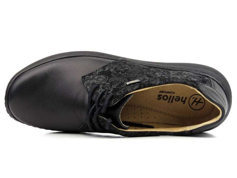 Półbuty damskie z kwiecistym wzorem - HELIOS Komfort 390S, czarne