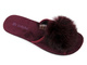 Miękkie kapcie damskie z futerkowym pomponem - INBLU NP-6V, bordowe