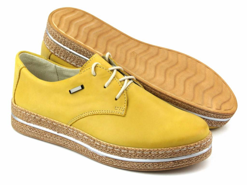 Półbuty damskie wiosenne a la espadryle - HELIOS Komfort 380, żółte