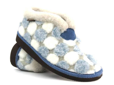 Ciepłe kapcie damskie - MANITU 340049-55, beżowo-niebieskie