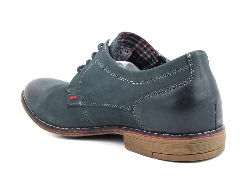 Skórzane półbuty męskie - AMERICAN CLUB CY01/21, granatowe