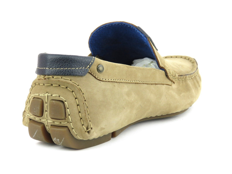 Mokasyny męskie skórzane - Badura 3153, beżowe