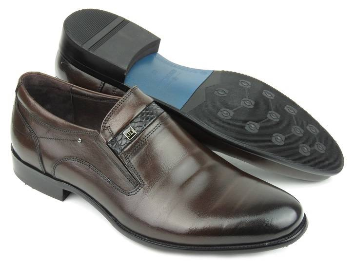 Eleganckie loafersy, półbuty męskie - JOHN DOUBARE Y705-1-433, brązowe
