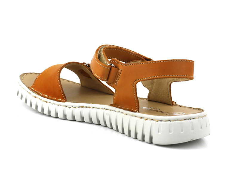 Skórzane sandały damskie polskiej marki HELIOS Komfort 249S, jasny brąz