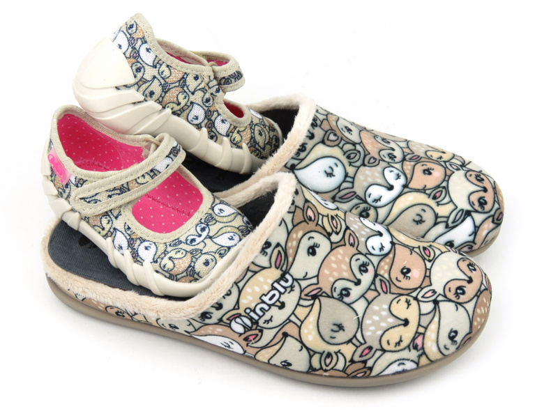 Kapcie dziecięce z linii Mummy & Me - BEFADO 109P240, beżowe z sarenkami