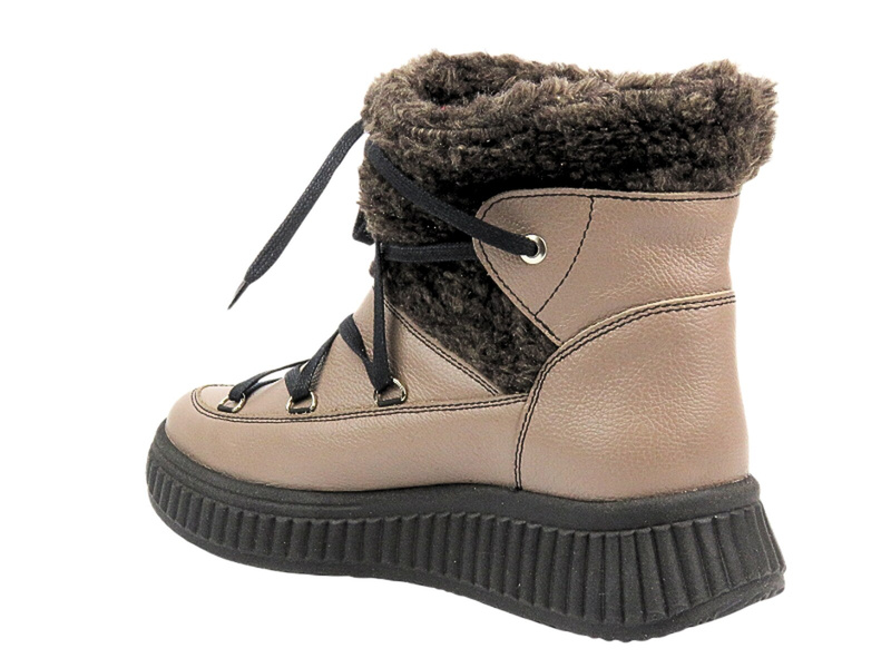 Skórzane botki, śniegowce damskie - HELIOS Komfort 613, brązowe