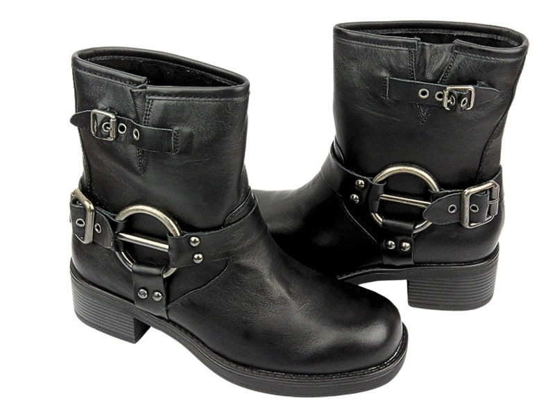 Botki Damskie Skórzane Venezia W014LEBLOBB008 Czarne Wsuwane