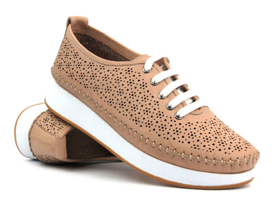 Sneakersy damskie ażurowe - VENEZIA 137105L015, różowe