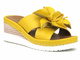 Skórzane klapki damskie na koturnie - Artiker 50C0504, żółte