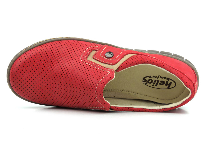 Wygodne półbuty damskie slip on - Helios Komfort 329, czerwone