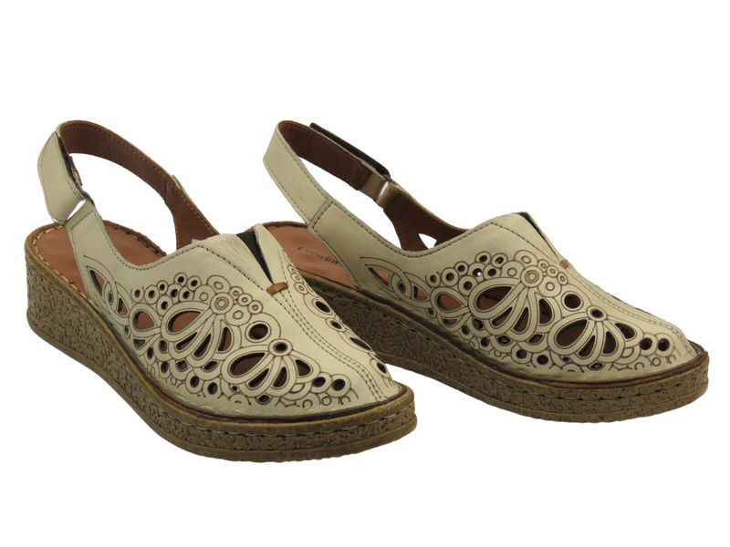 Wygodne sandały damskie z zakrytymi palcami - COMFORTABEL 720040-08, beżowe