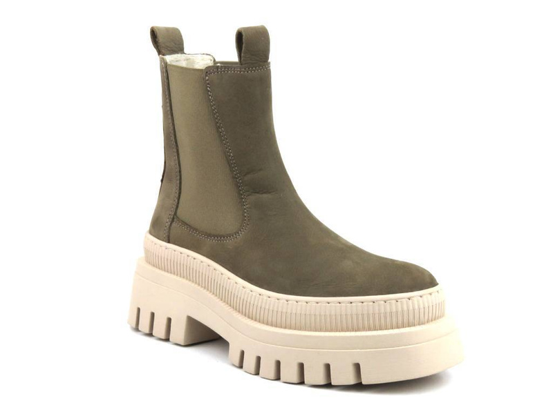 Botki damskie, workery na grubej podeszwie Tamaris 1-25494-41, ciemnobeżowe