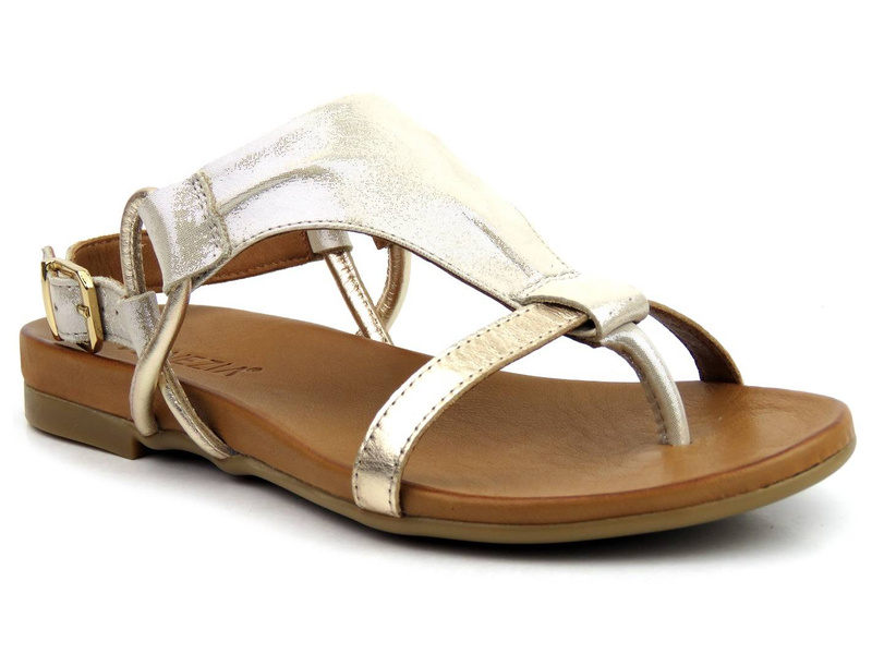 Sandały damskie, japonki z paskiem - VENEZIA METI 030020059, złote