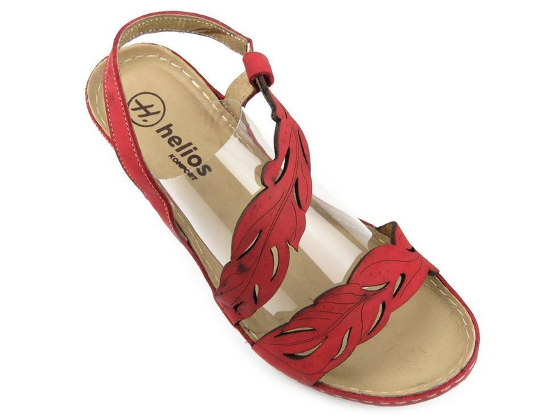 Sandały damskie na koturnie - HELIOS 268, czerwone