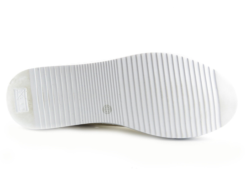 Skórzane sneakersy damskie - NIK 0473, białe ze złotem