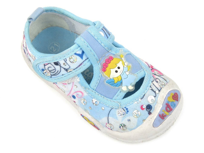 Wygodne kapcie dziecięce z wróżką - AMERICAN CLUB 201, jasnoniebieskie