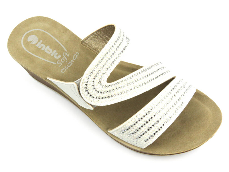 Klapki damskie na koturnie - INBLU RN-18, biały