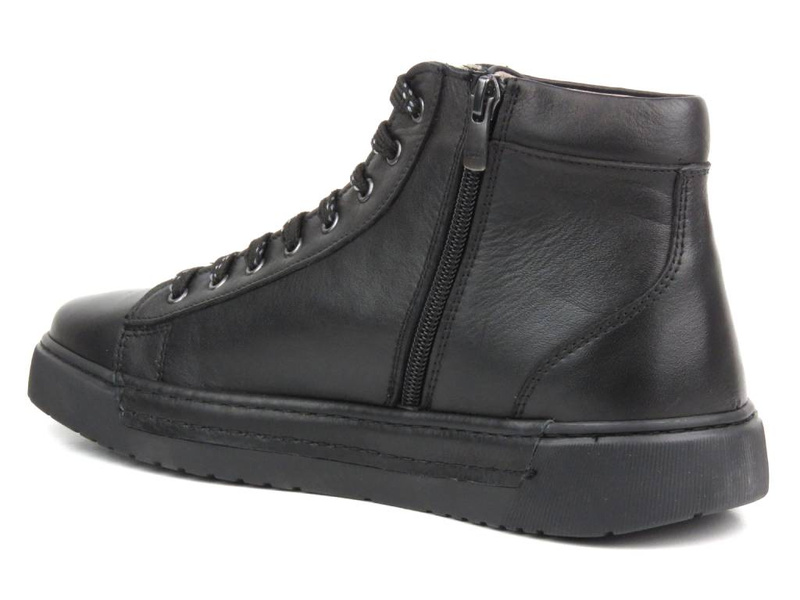 Skórzane trampki męskie - VENEZIA 242591, czarne