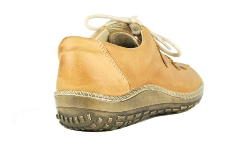 Wygodne półbuty damskie ze sznurowaniem - Helios Komfort 608-2, jasnobrązowe