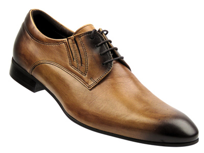 Skórzane półbuty, męskie wizytowe Conhpol 6478, brązowy