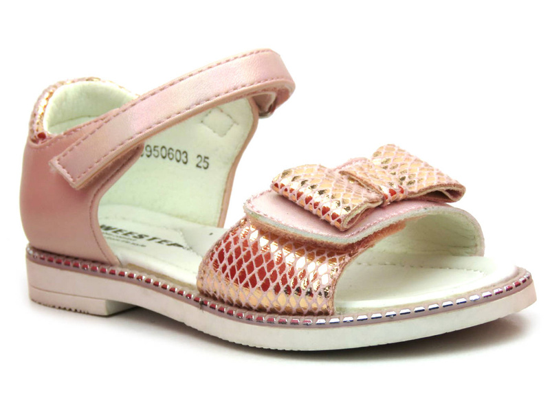 Sandały dziecięce z kokardką - Weestep R525950603, różowe błyszczące