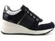 Sneakersy damskie na białym koturnie - Geox Respira D158LA, granatowe