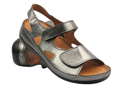 Skórzane sandały damskie platynowe Nika Komfort H-158