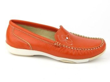 Skórzane półbuty, mokasyny dla dziewczynki - Helios 419, pomarańczowe